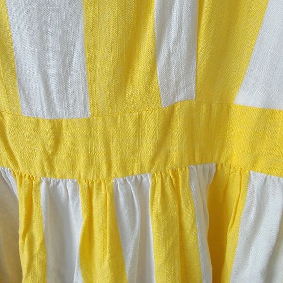 Ann Taylor womens Linen blend Sundress Dress sz 10 Striped Square Neck Midi - Picture 5 of 8